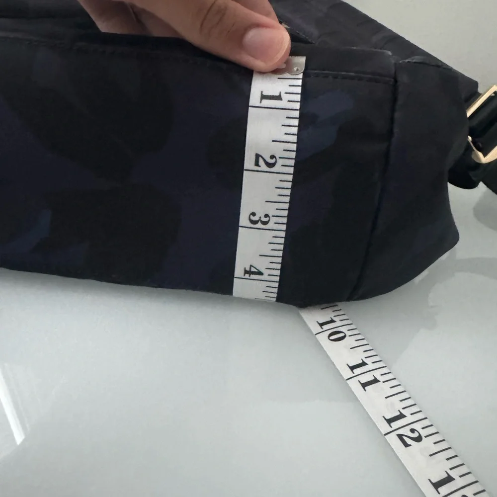 TUMI Backpack Black Camo Nylon Gold Hardware Blue Purple Accents GUC